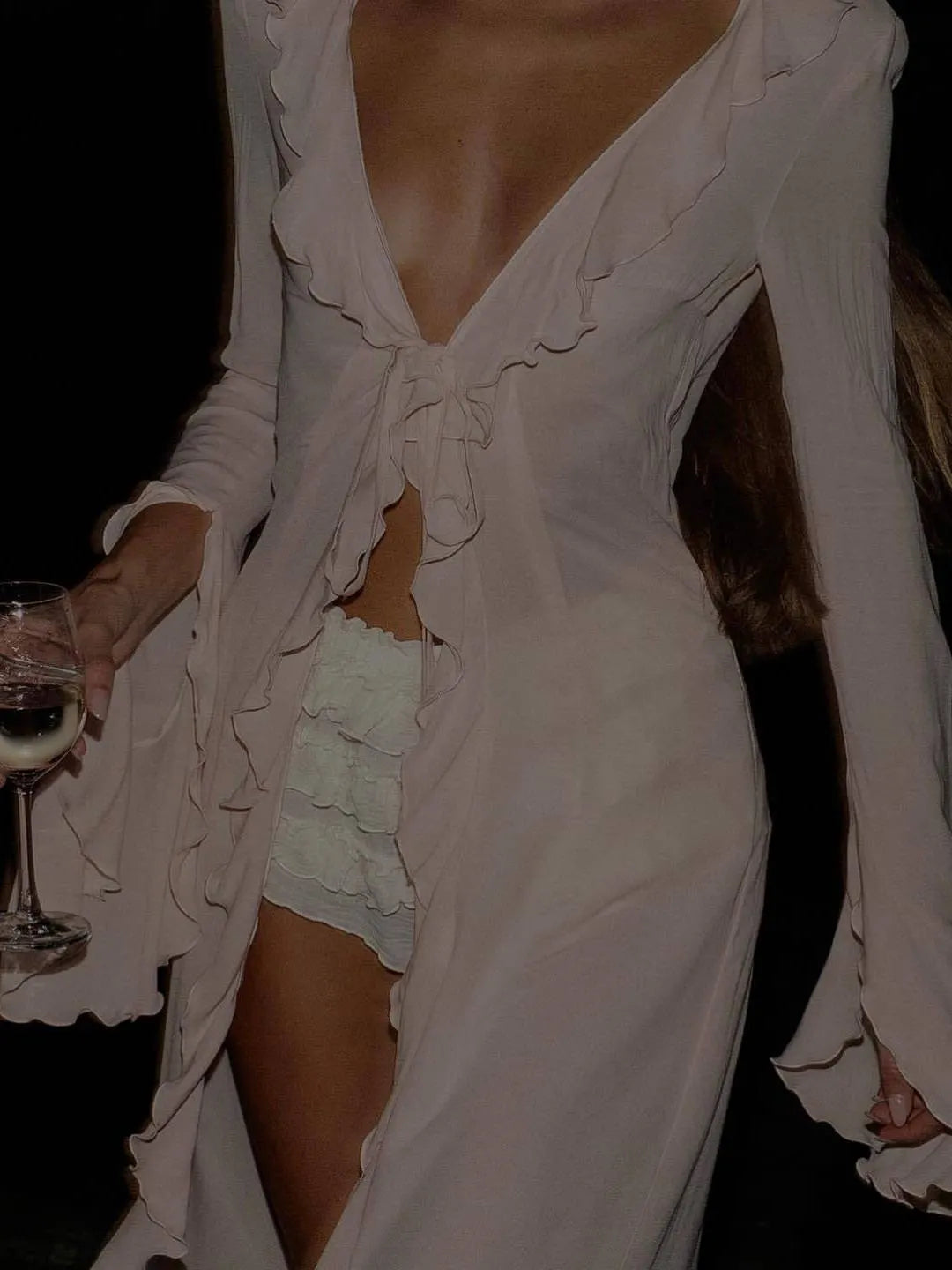 Ruffled Bikini Cover-up Sun Protection Dress