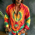 Men's Hippie Tie-dye Vacation Casual Cotton Linen Long-sleeved Shirt