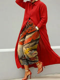 Women's Retro Abstract Fish Art Print Casual Loose Wide-leg Denim Pants
