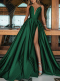 Strapless Split-Side Empire Maxi Dress