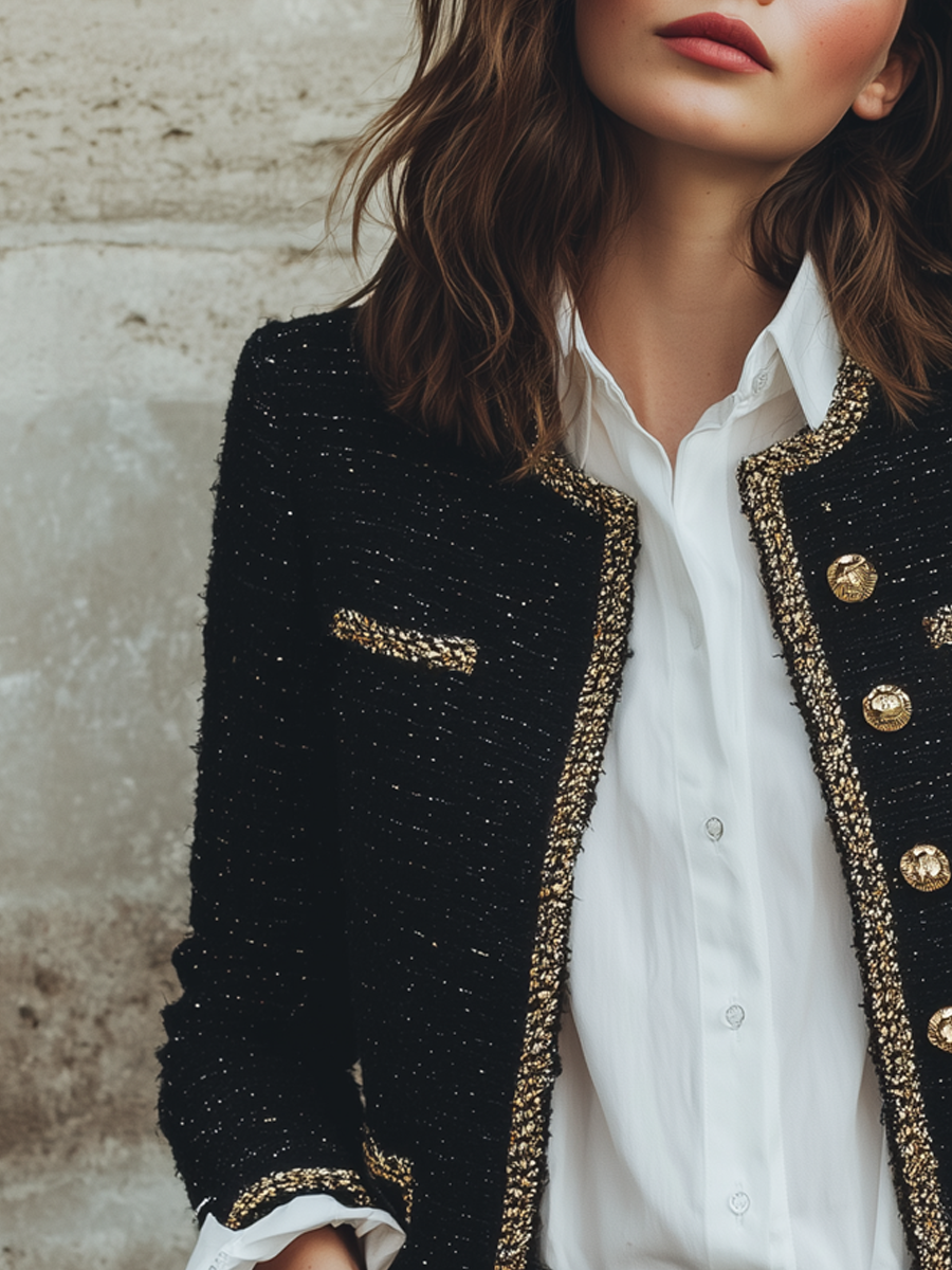 Vintage Chanel-style Contrast-trimmed Jacket
