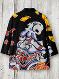 Vintage Japanese Demon Art Pattern Linen Kimono
