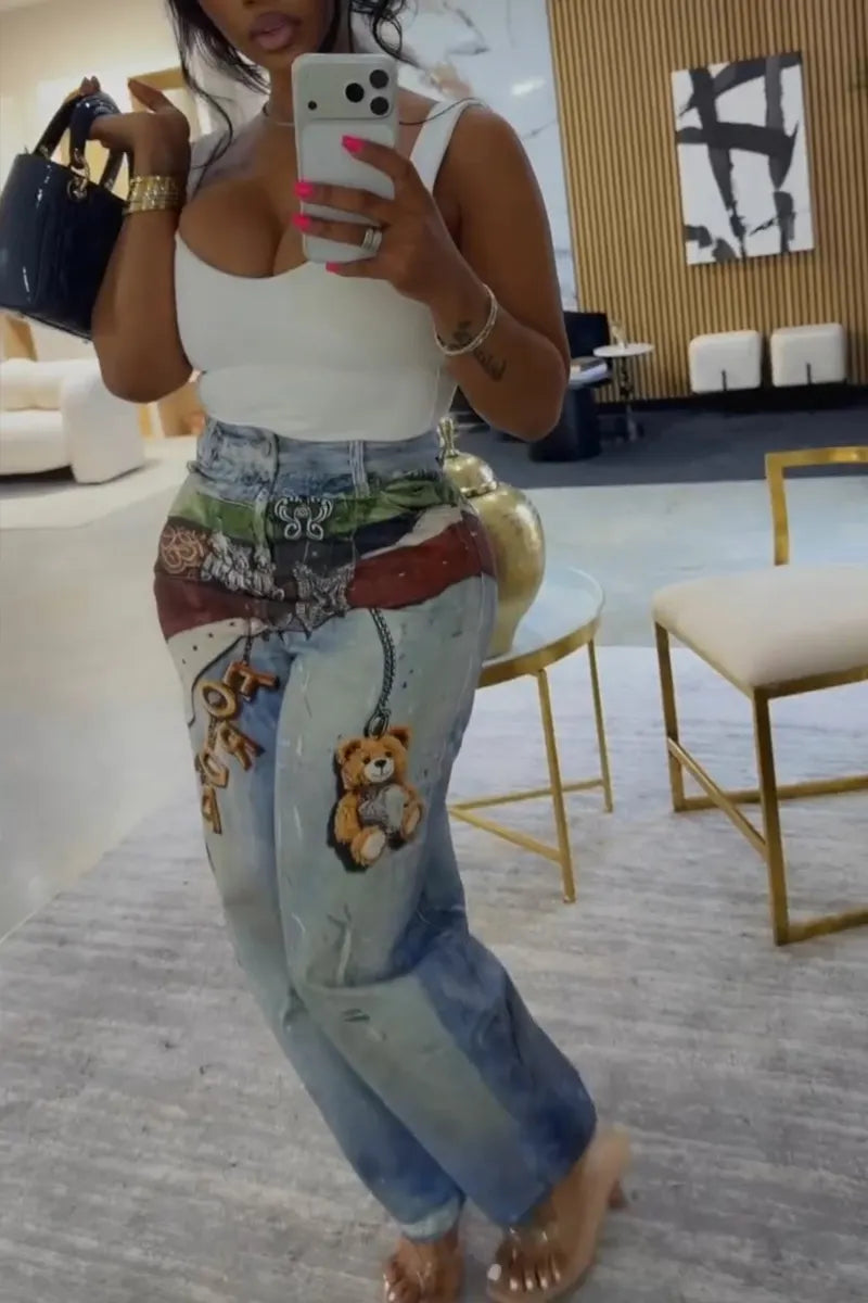 Women's Casual Pattern Print Barrel Pants