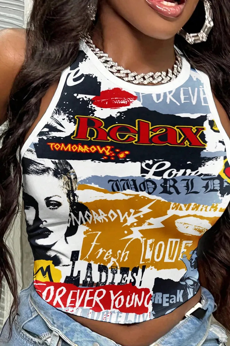 Women's Casual Printed Cropped Top
