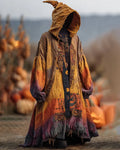 Halloween themed embroidered tie-dye patchwork cape 5f1e