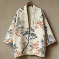 Men's Retro Japanese Tree And Bamboo Print Linen Kimono Cardigan