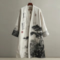Men's Retro Landscape Painting Art Linen Long Kimono
