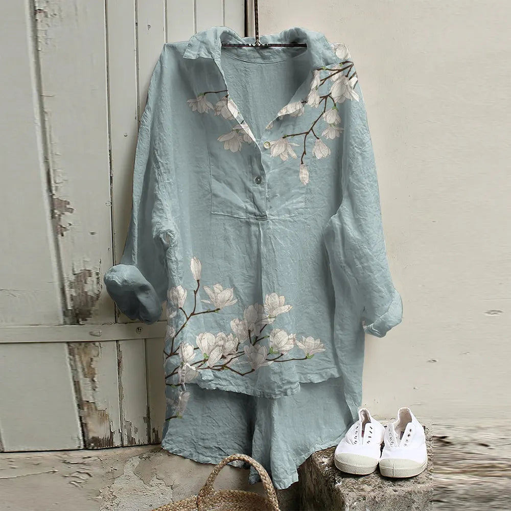 Vintage Floral Art Woven Casual Tunic