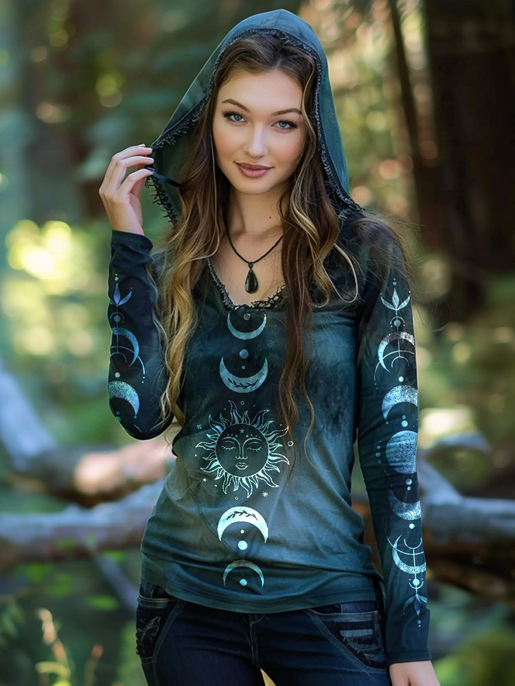 Women's Moon Sun Inspired Tribe Totem Hoodie