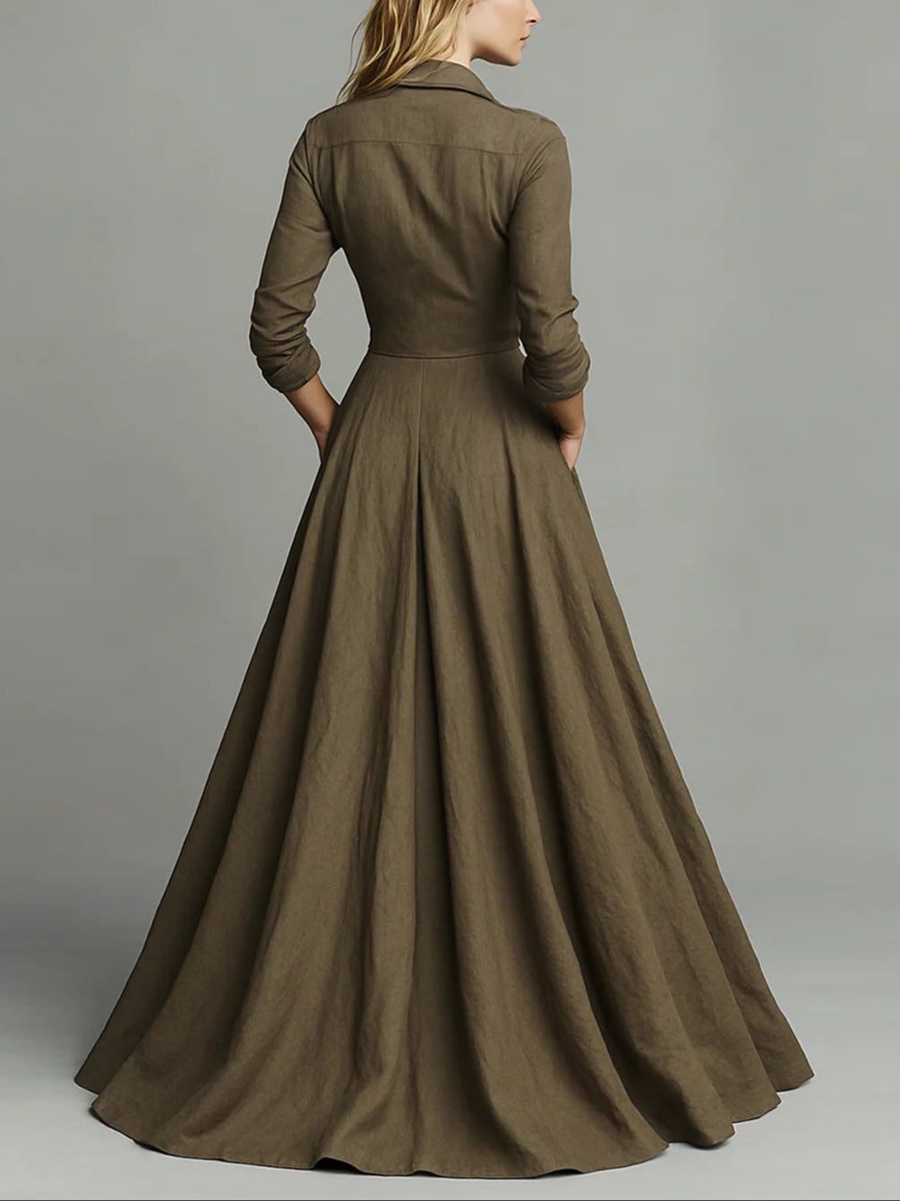 Vintage button-down shirt floor-length dress