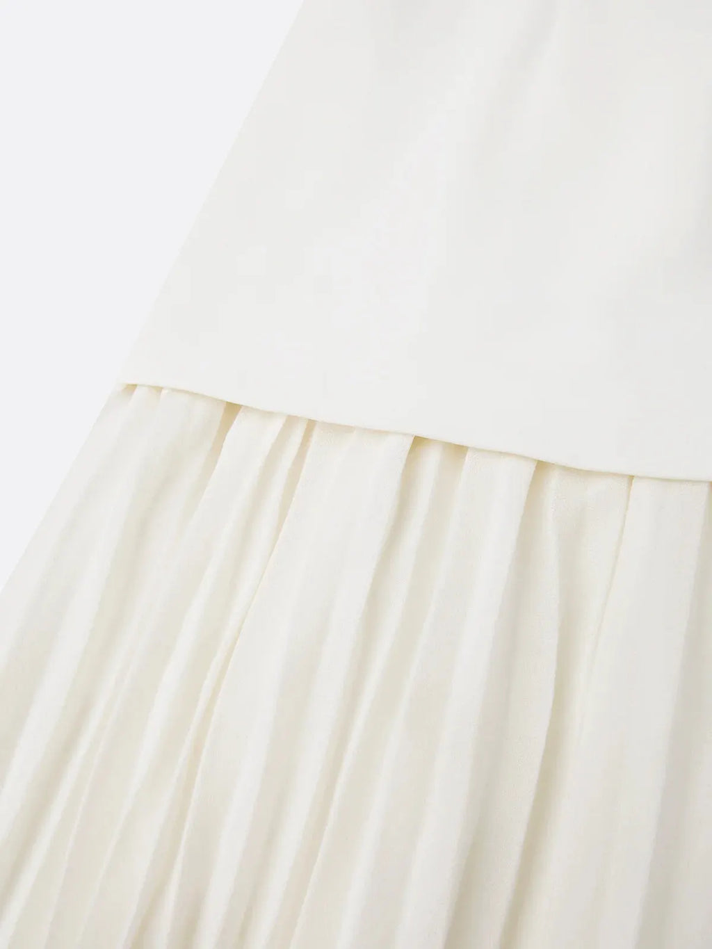 Off White Pleated Classic Boat Neck Sleeveless A-Line Floor-length Gown Dress