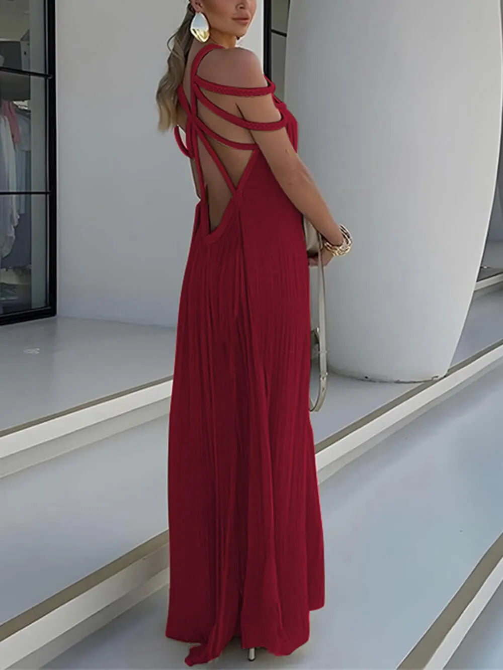 Draped Braids Cover Up Maxi Dress