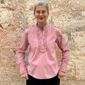 ApuntoB Blouse 38 – Italian Cotton Micro-Pleated Stand Collar Popover Blouse