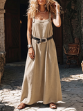 Relaxed-strap Cotton Boho Maxi Dress With Pockets