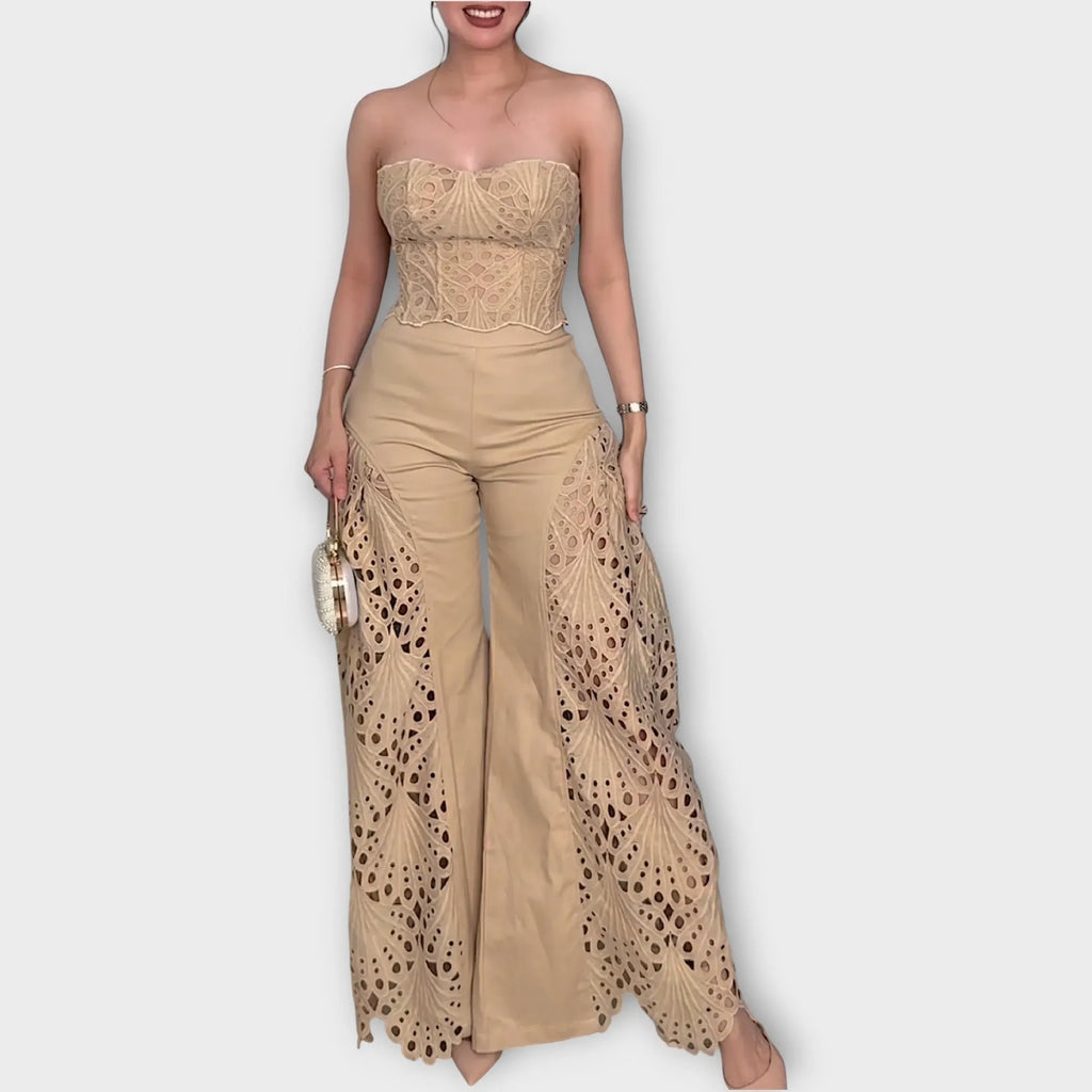 Elegant Cutout Lace Two-Piece Set