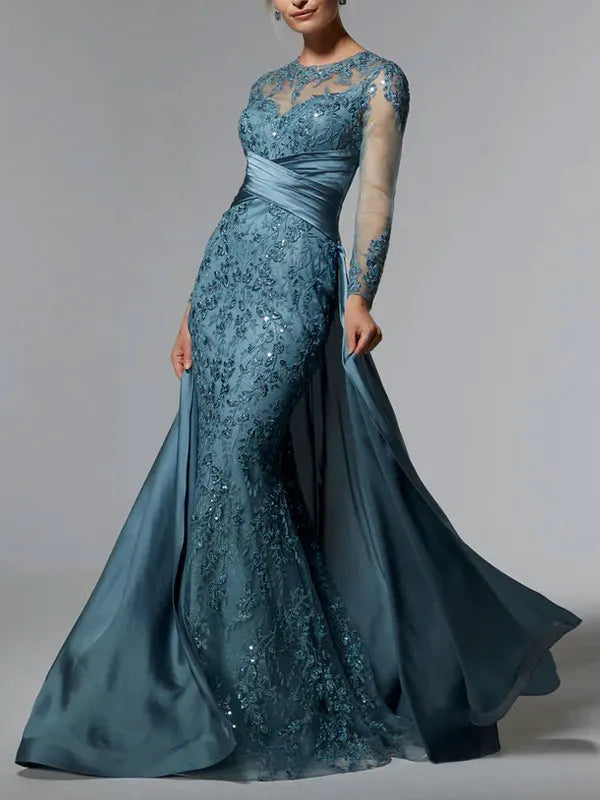 Flowy Lace Satin Women's Dress