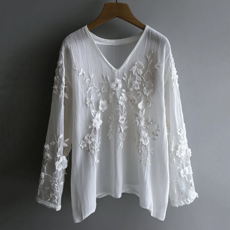 Vintage Floral Lace Embroidered Comfy Long Sleeve Tunic