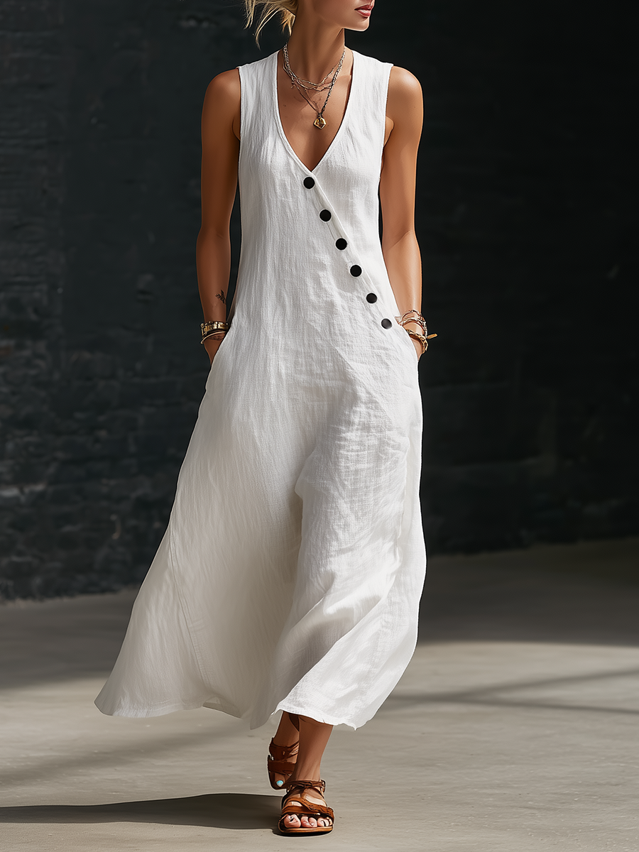 Button-Up Maxi Dress — Comfortable Minimalist Everyday Wear