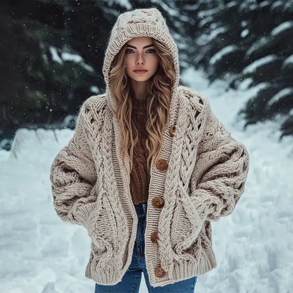 Vintage Island Jacquard Buttons Sweater Cardigan