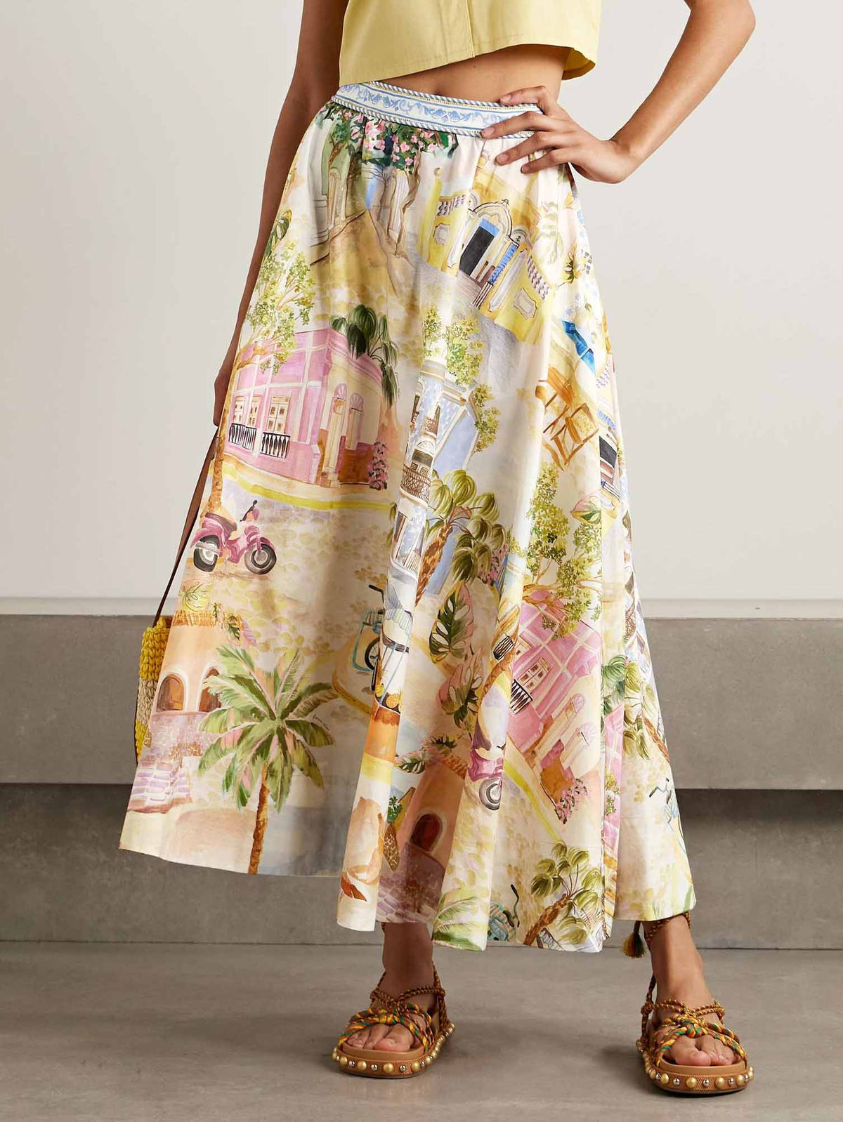 Unique City Illustration Printed Skirt