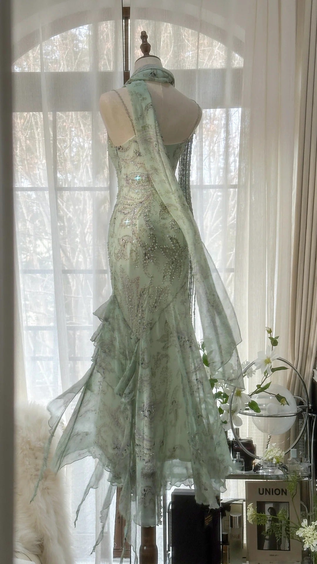 Vintage Evening Dresses, Sleeveless Green Party Gowns  25515