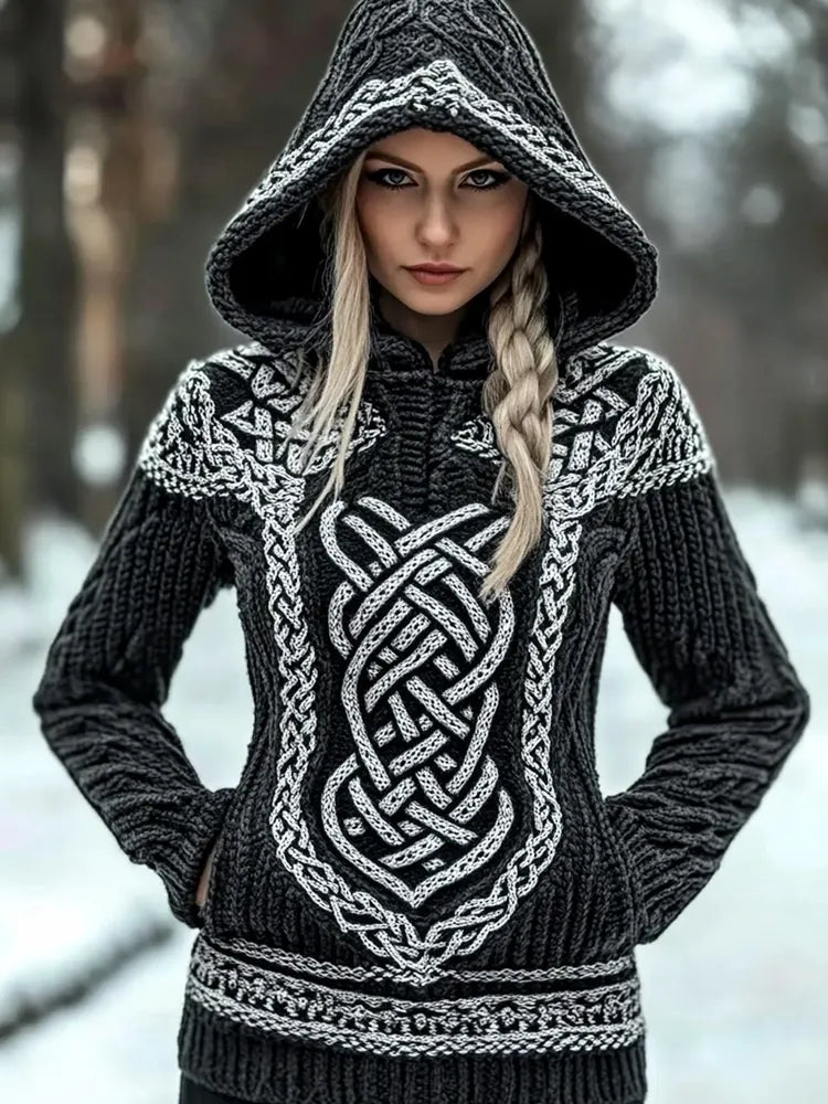 Women's Viking Celtic Pocket Cozy Hooded Sweater