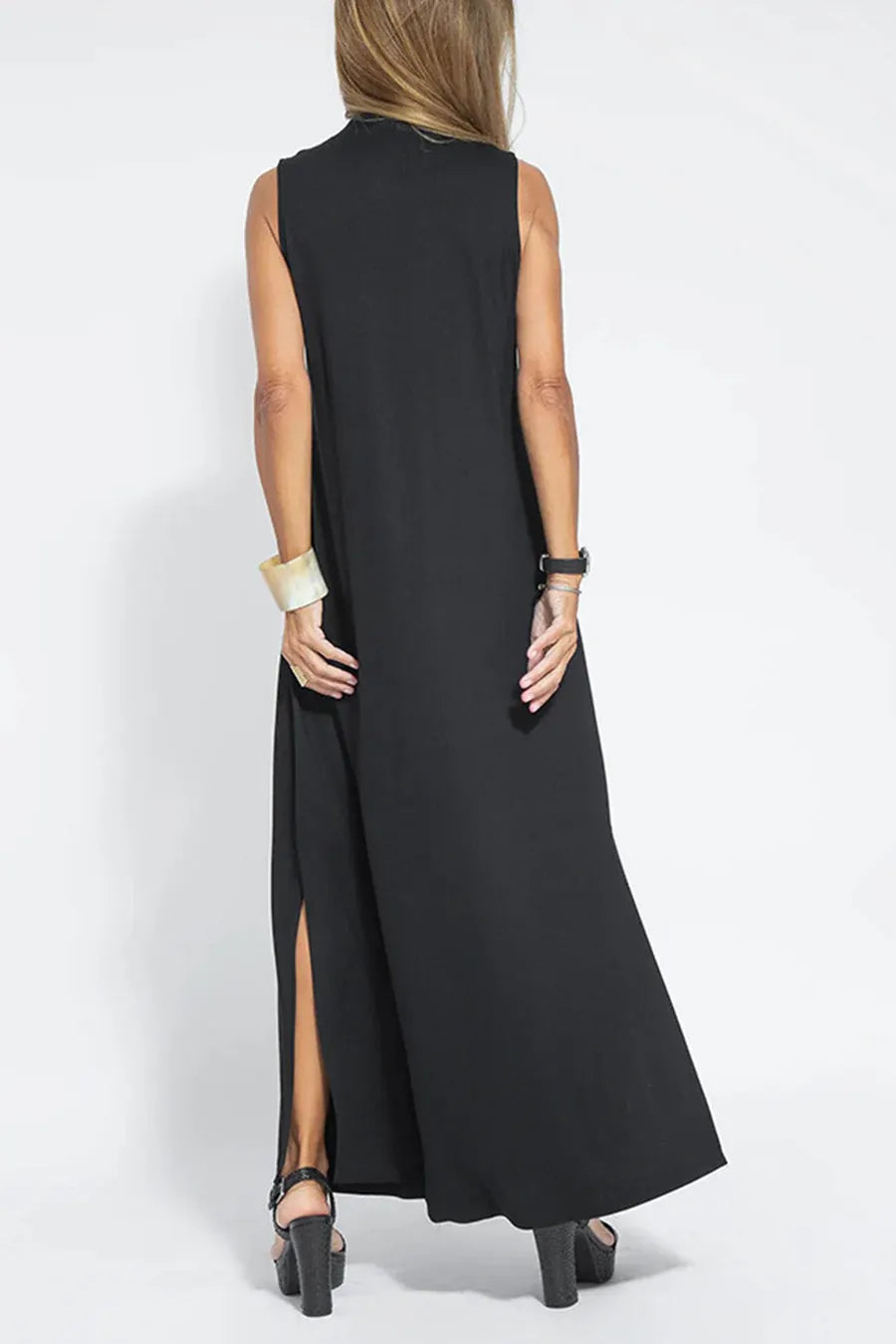 Solid Color Sleeveless Maxi Dress