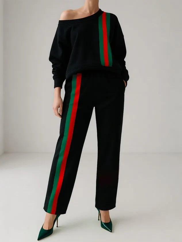Casual Color Block Straight Pants