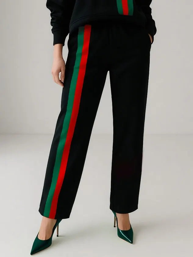 Casual Color Block Straight Pants