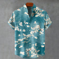 Japanese Style Retro Cherry Blossom Tree Cardigan Short Sleeve Shirt