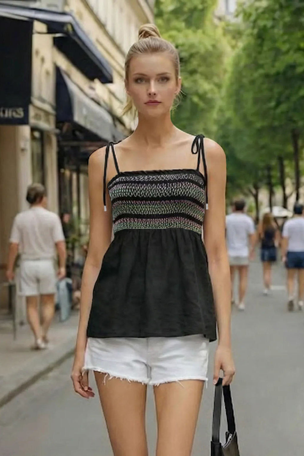 MULTI-COLOR SMOCKING TOP