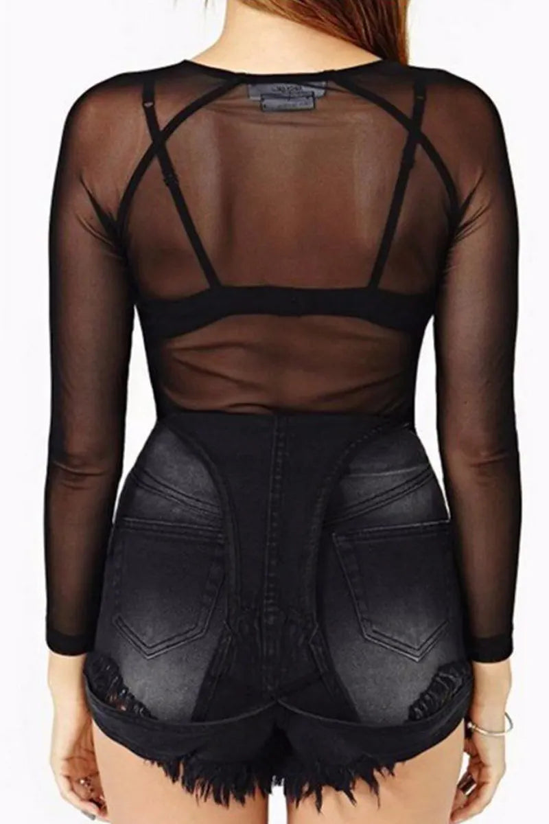 Women's Sheer Thin Mesh Ultra-Stretch Top