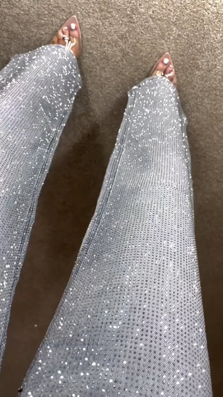 复制Textured Speckled Straight Leg Jeans
