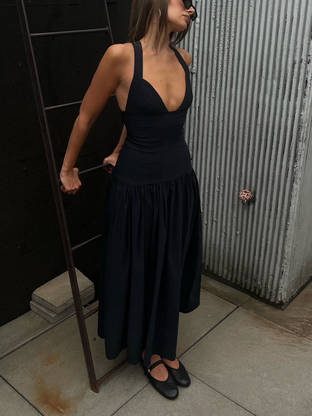 Exquisite Peplum Drop Waist Midi Dress