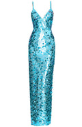 Big Sequins Maxi Dress Blue