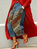 Women's Vintage Ethnic-print Artistic-print Jeans With Pockets