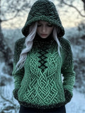 Snow Glitter Gradient Vintage Celtic Hooded Sweater