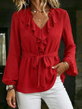 Vintage Ruffle Chiffon Casual Shirt