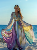 Summer vacation fashion elegant contrast color dress 026e