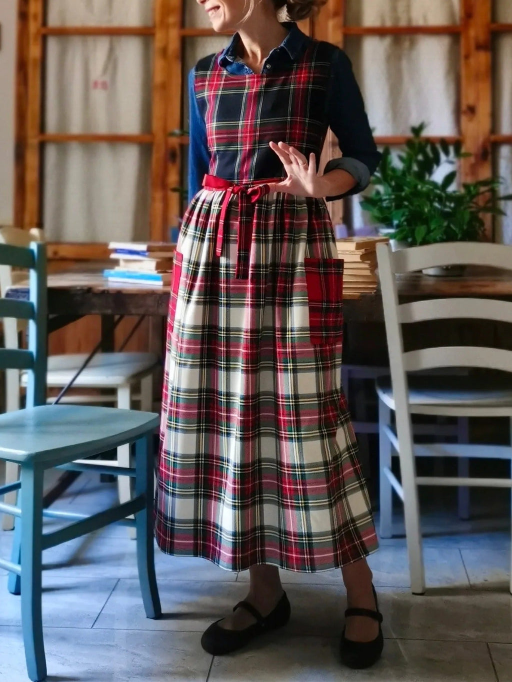 Patchwork Tartan Cotton Apron