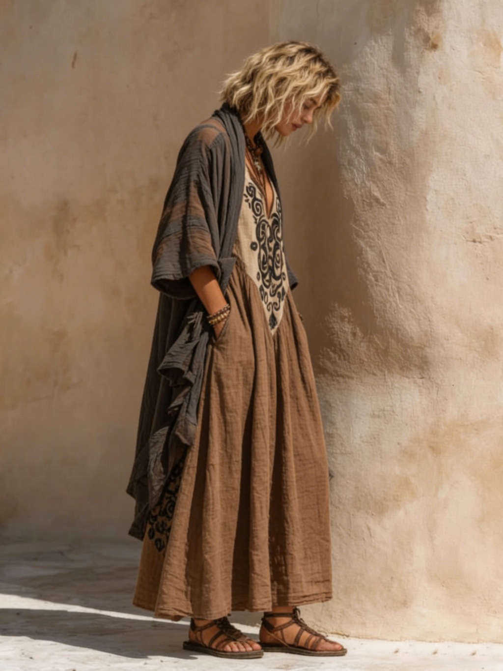 Boho Retro Loose Linen Cotton Two-piece Set