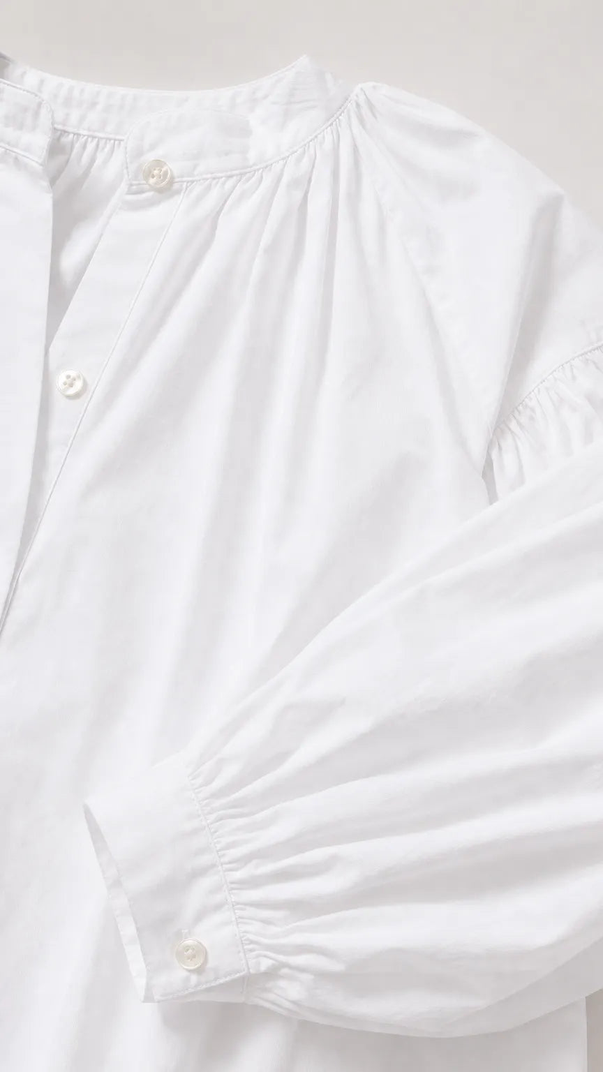 Women's Balloon Sleeve Gathered Maxi Shirt Dress with Waist Tie