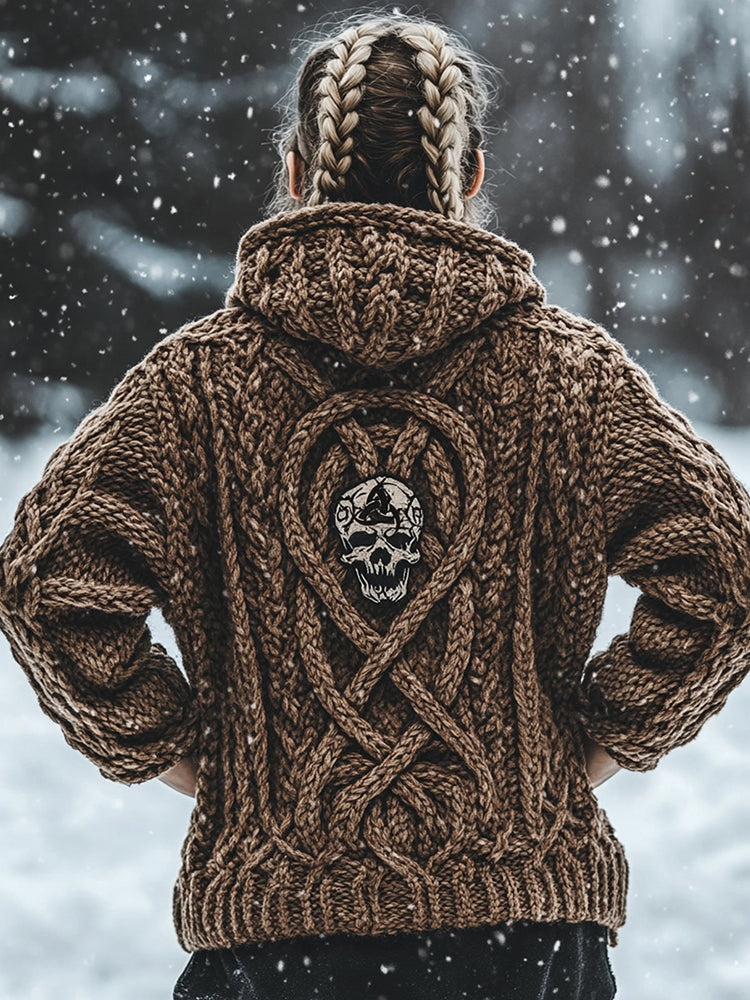 Women's Vintage Viking Totem Celtic Knot Pocket Hooded Sweater
