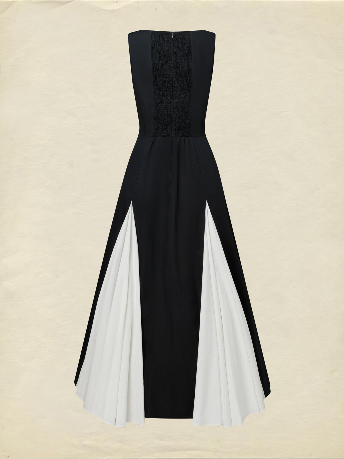 Maxi Cotton Dress, Sleeveless, V Neck, Plain, French Vintage, Black