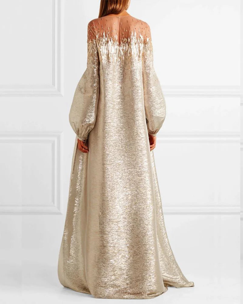 Puff Sleeve Stitching Design Shoulder Lace Dress