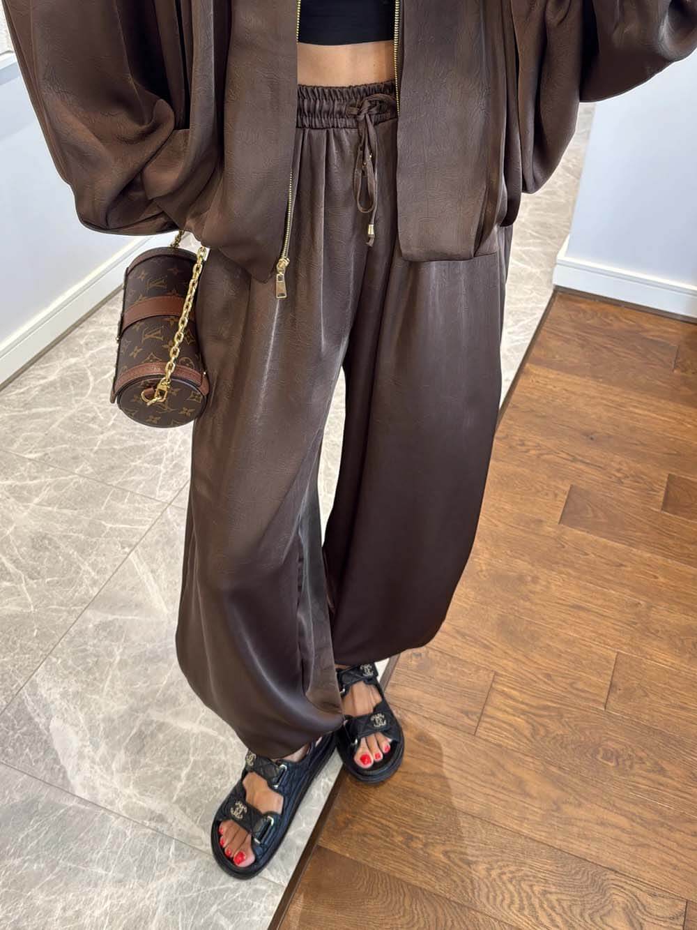 Elegant Satin Bomber Loose Bloomers Pants