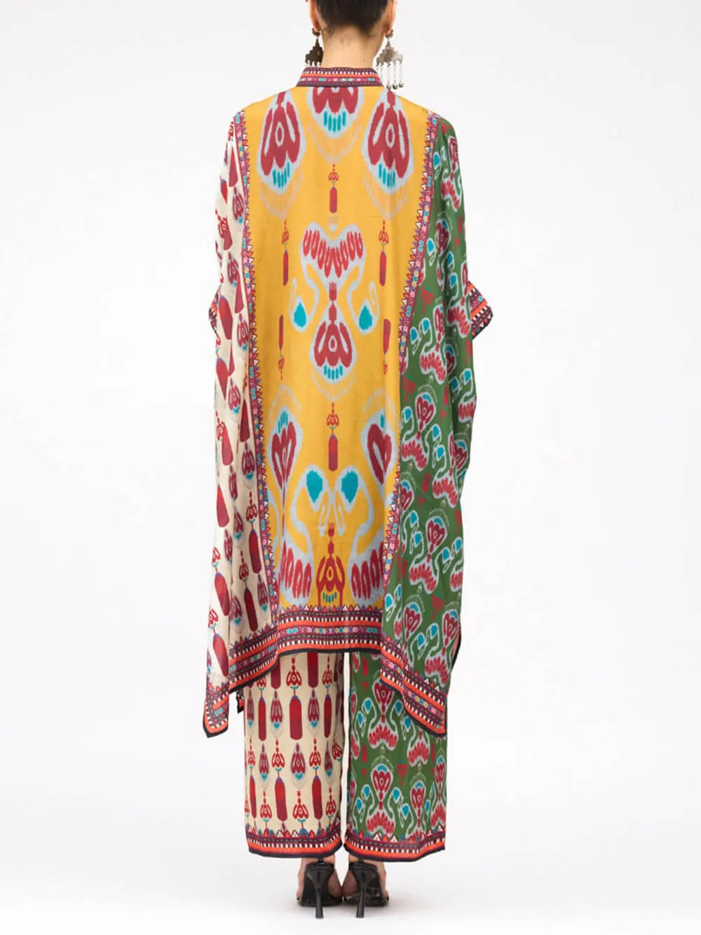 Retro Casual Patchwork Floral Print Loose Straight-Leg Pants