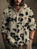 Cherry Blossom Japanese Lino Art Linen Blend Hooded Shirt