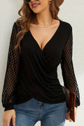Lady's Patchwork Lace Lantern Sleeve Top