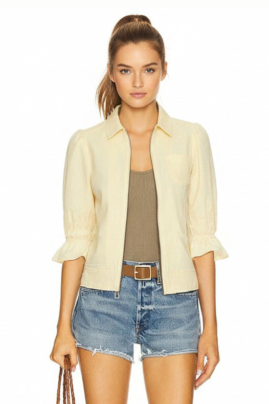 3/4 Sleeve Zip Up Jacket